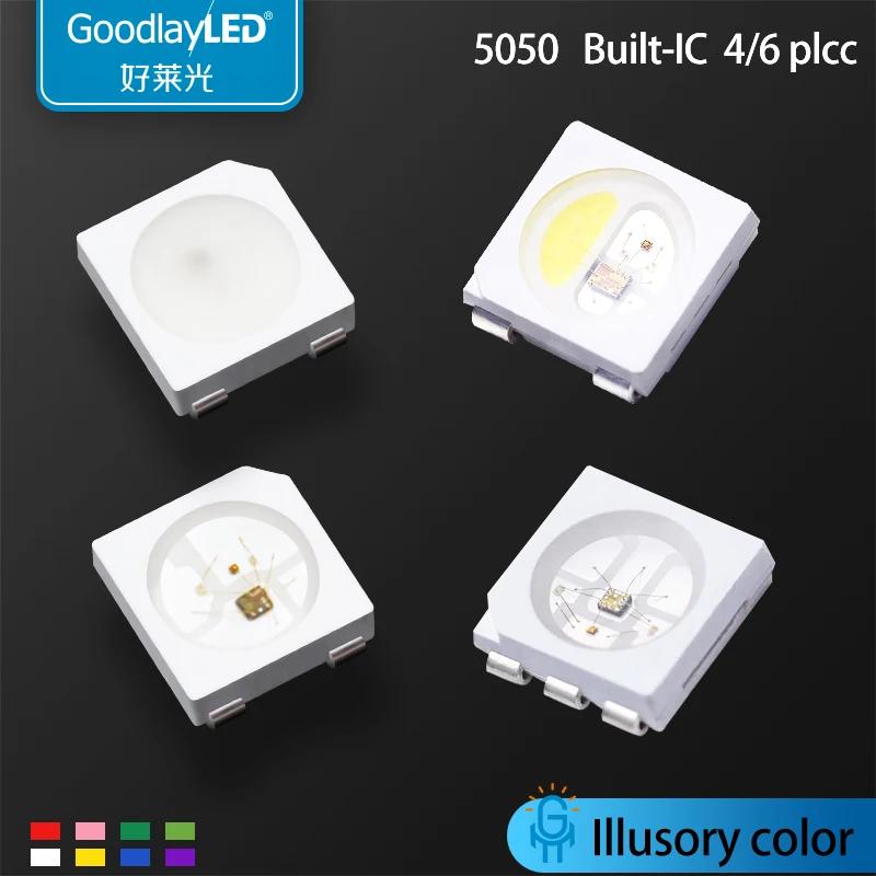 5050 SMD LED  IC, Ǯ ÷  , SK6812, 0.2W, ֵ LED , ǽŸ Ĩ ̿, 4, 6PLCC, 5V RGB, WS2812, 1000 